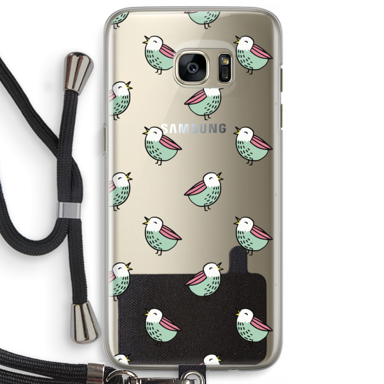 Vogeltjes: Samsung Galaxy S7 Edge Transparant Hoesje met koord