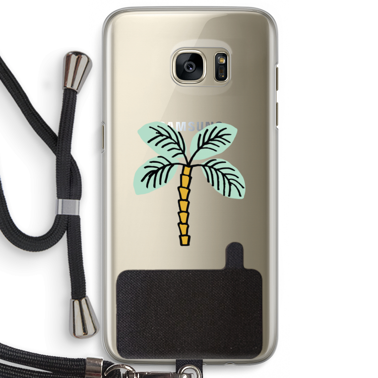 Palmboom: Samsung Galaxy S7 Edge Transparant Hoesje met koord