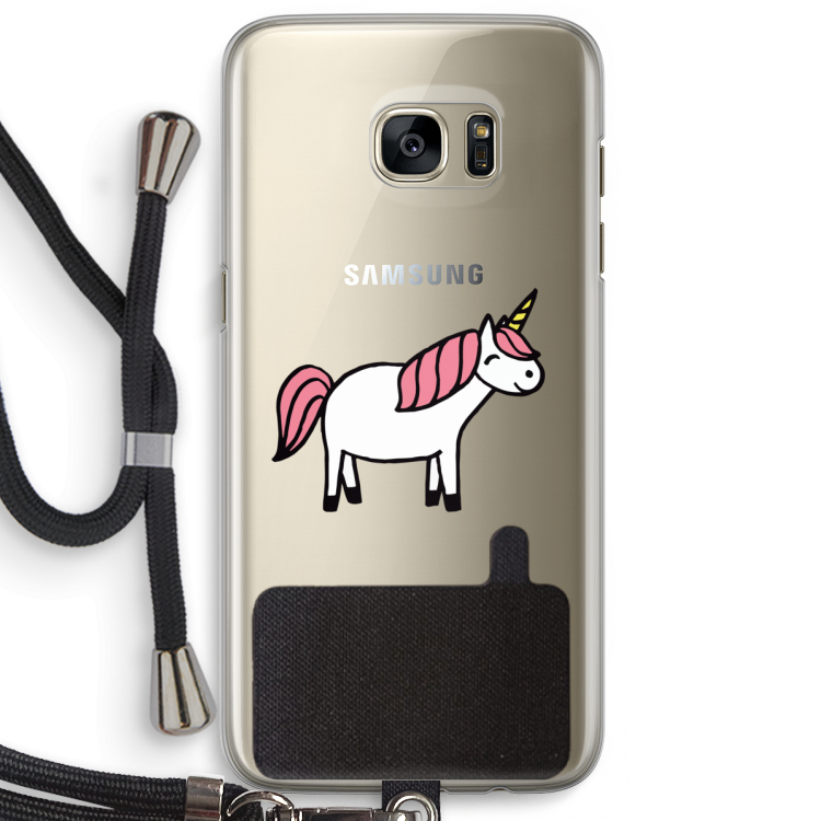 Eenhoorn: Samsung Galaxy S7 Edge Transparant Hoesje met koord