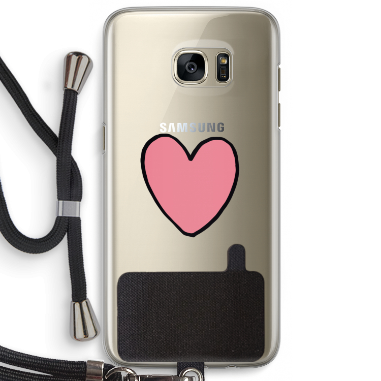 Hartje: Samsung Galaxy S7 Edge Transparant Hoesje met koord