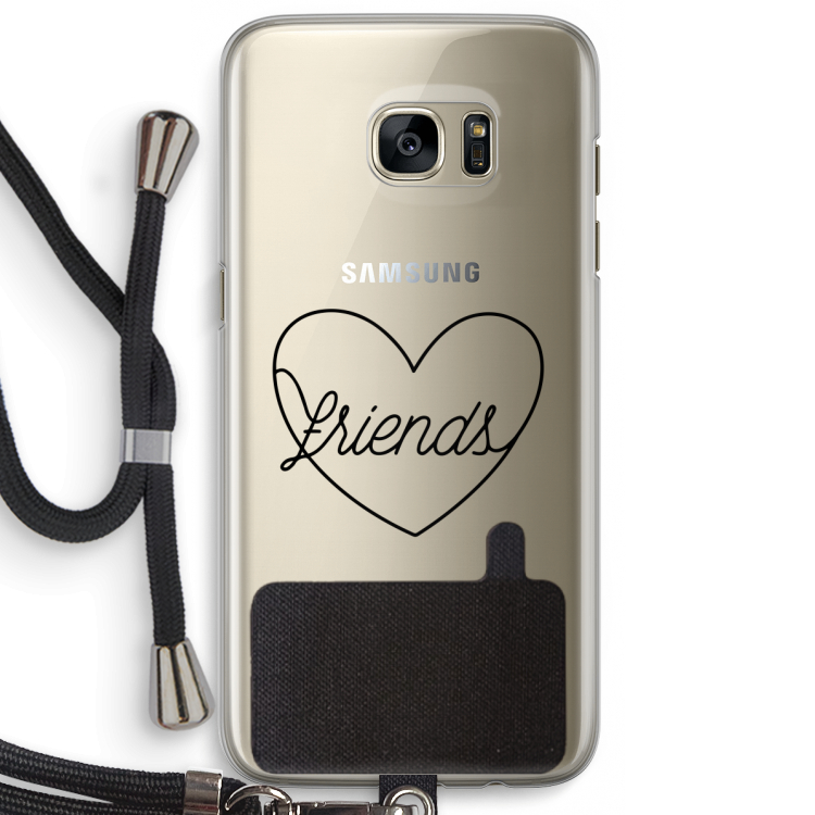 Friends heart black: Samsung Galaxy S7 Edge Transparant Hoesje met koord