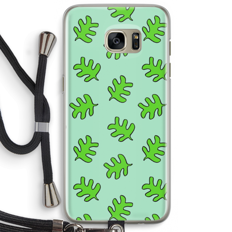 Groene blaadjes: Samsung Galaxy S7 Edge Transparant Hoesje met koord