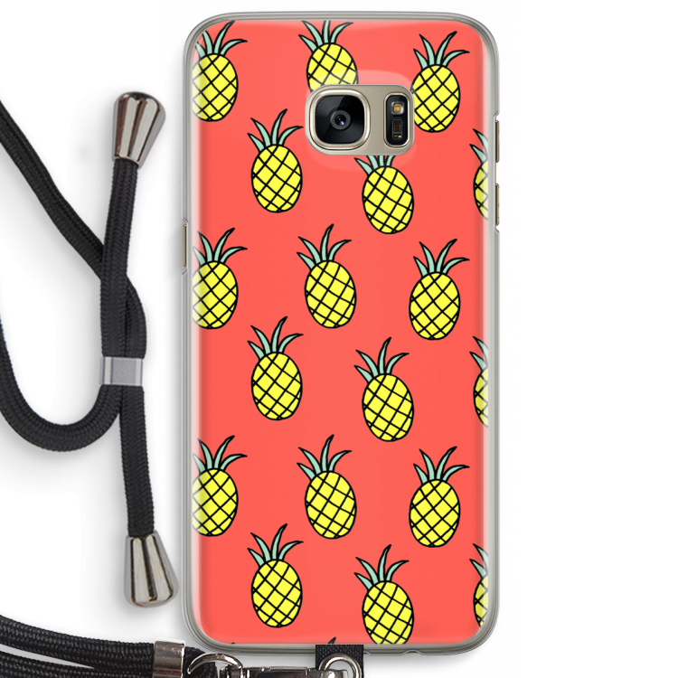 Ananas: Samsung Galaxy S7 Edge Transparant Hoesje met koord
