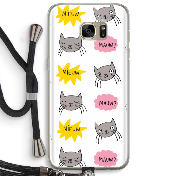 Meow: Samsung Galaxy S7 Edge Transparant Hoesje met koord