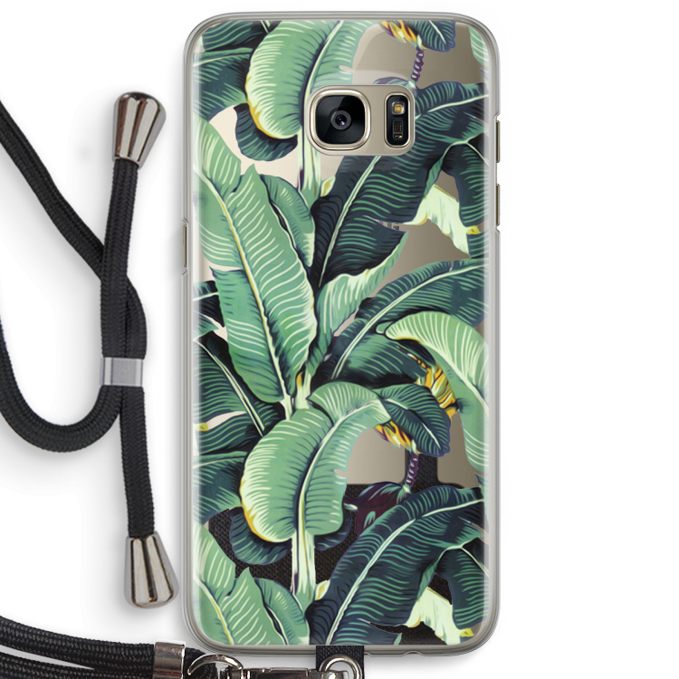 Bananenbladeren: Samsung Galaxy S7 Edge Transparant Hoesje met koord