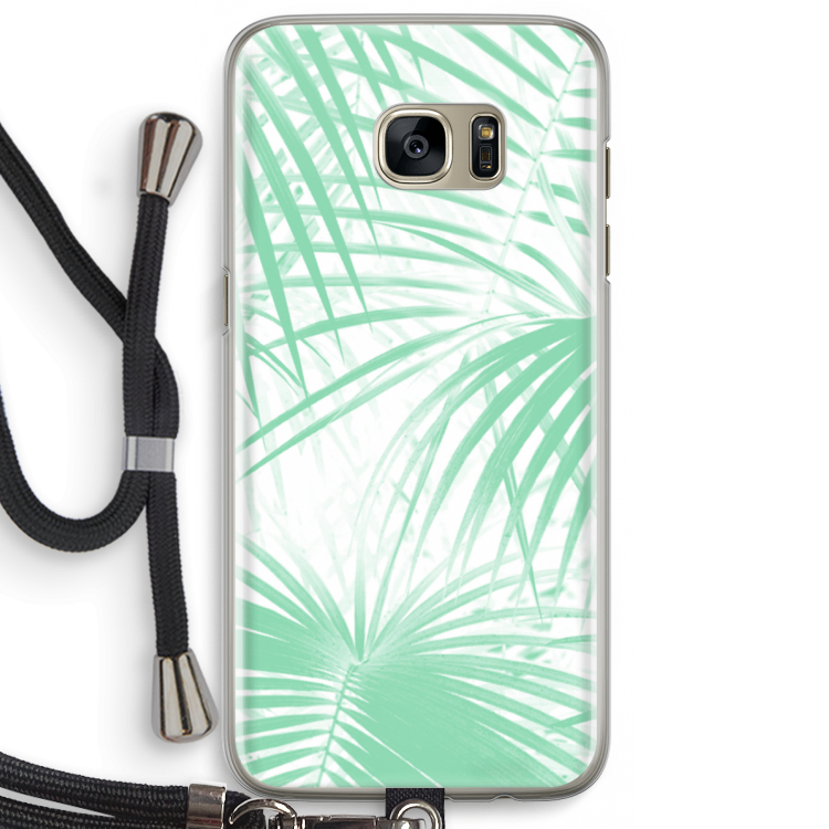 Palmbladeren: Samsung Galaxy S7 Edge Transparant Hoesje met koord
