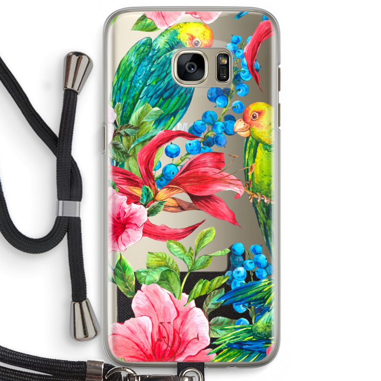 Papegaaien: Samsung Galaxy S7 Edge Transparant Hoesje met koord
