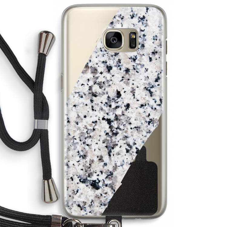 Gespikkelde marmer: Samsung Galaxy S7 Edge Transparant Hoesje met koord