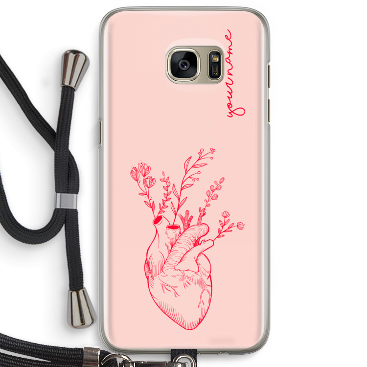 Blooming Heart: Samsung Galaxy S7 Edge Transparant Hoesje met koord