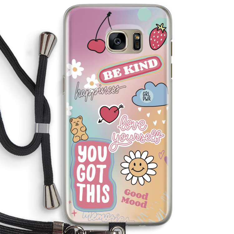 Positivity: Samsung Galaxy S7 Edge Transparant Hoesje met koord