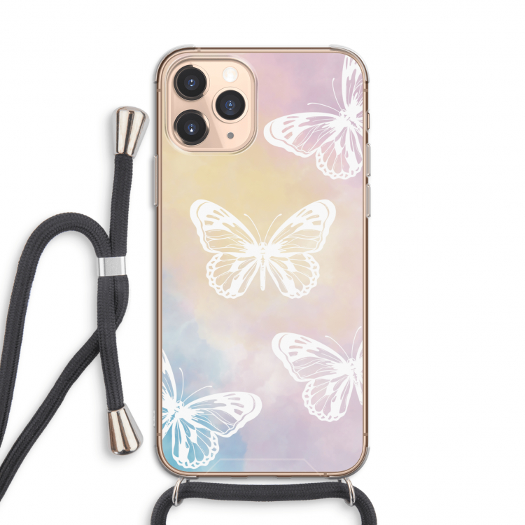 White butterfly: iPhone 11 Pro Transparant Hoesje met koord
