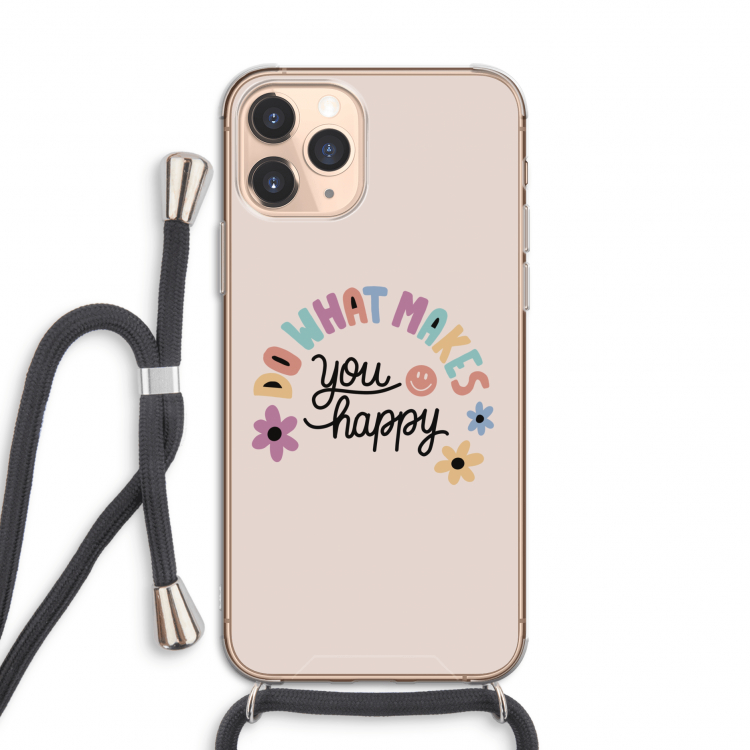 Happy days: iPhone 11 Pro Transparant Hoesje met koord