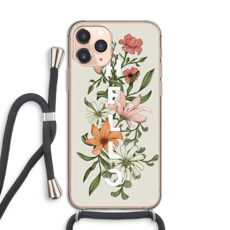 Hello bloemen: iPhone 11 Pro Transparant Hoesje met koord