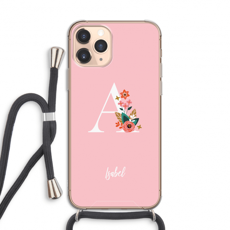 Pink Bouquet: iPhone 11 Pro Transparant Hoesje met koord
