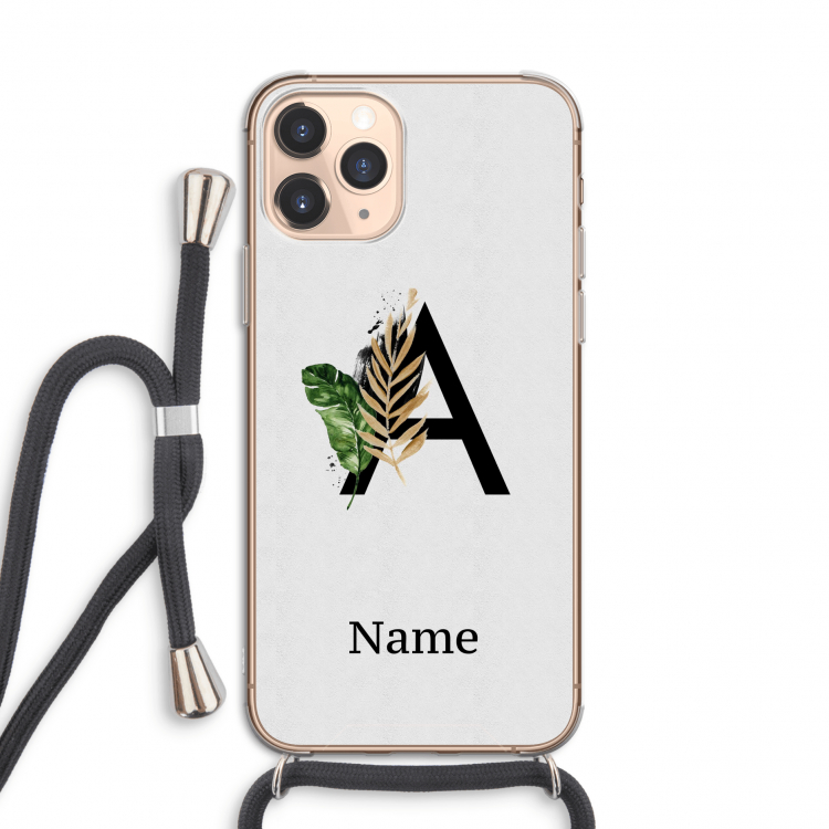 Charcoal Flora: iPhone 11 Pro Transparant Hoesje met koord