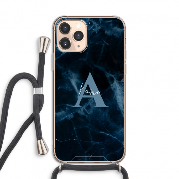Midnight Marble: iPhone 11 Pro Transparant Hoesje met koord