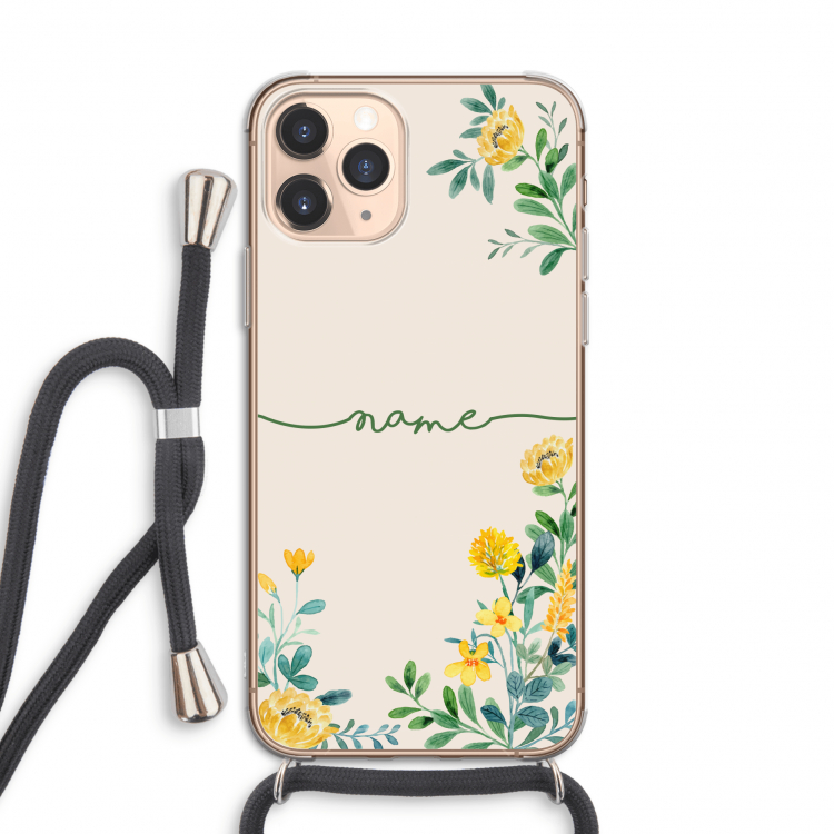 Gele bloemen: iPhone 11 Pro Transparant Hoesje met koord