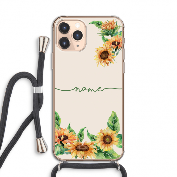 Zonnebloemen: iPhone 11 Pro Transparant Hoesje met koord