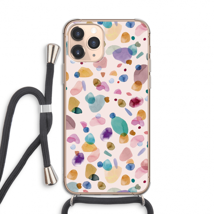 Terrazzo Memphis Pink: iPhone 11 Pro Transparant Hoesje met koord
