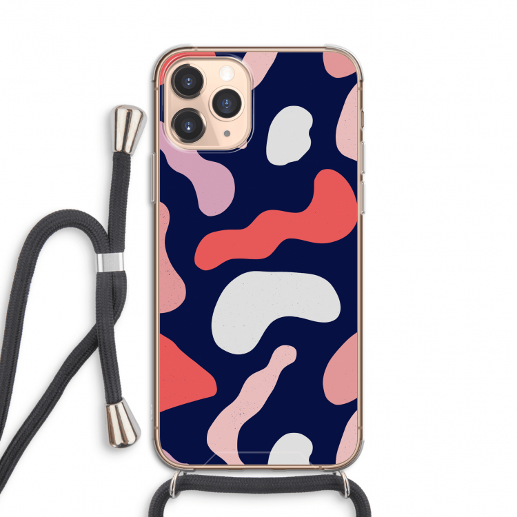 Memphis Shapes Pink: iPhone 11 Pro Transparant Hoesje met koord