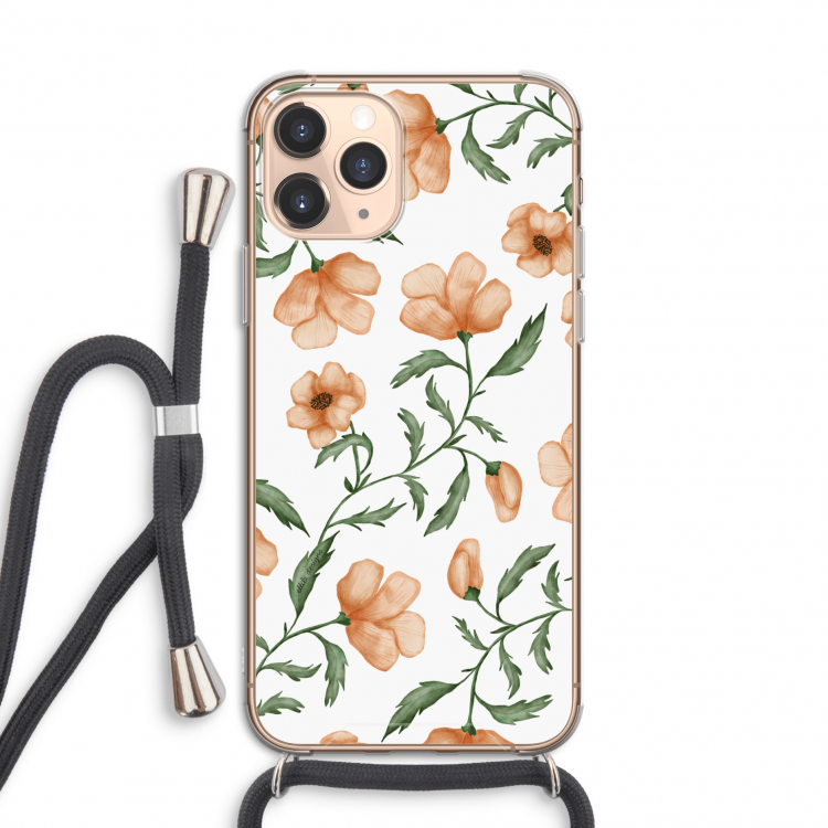 Peachy flowers: iPhone 11 Pro Transparant Hoesje met koord