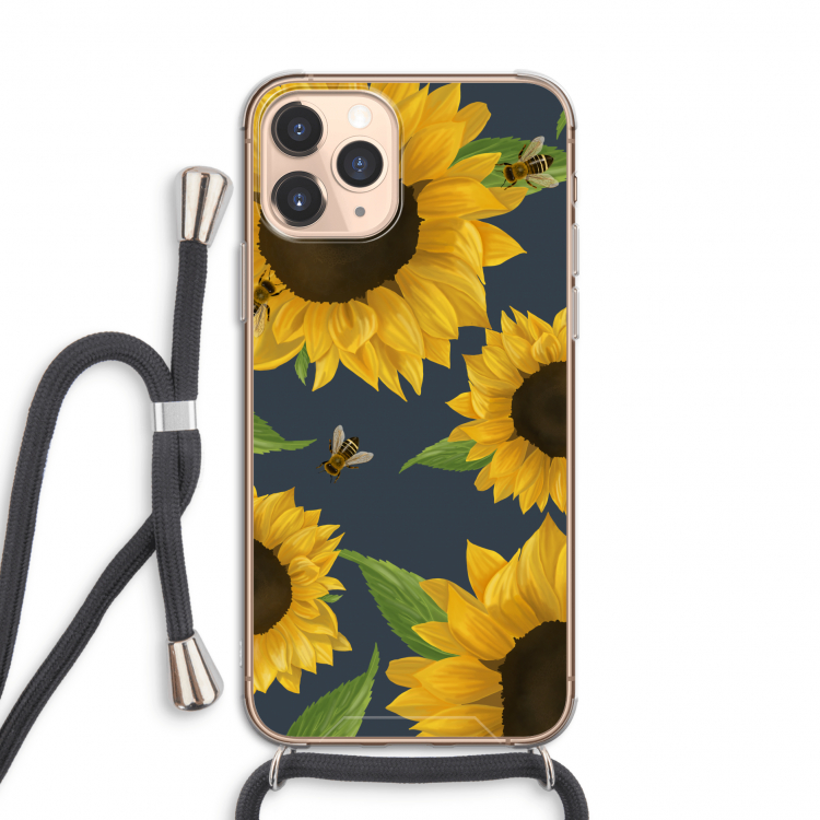 Sunflower and bees: iPhone 11 Pro Transparant Hoesje met koord