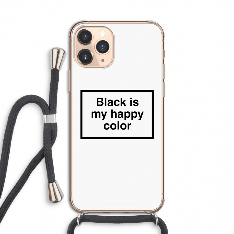 Black is my happy color: iPhone 11 Pro Transparant Hoesje met koord