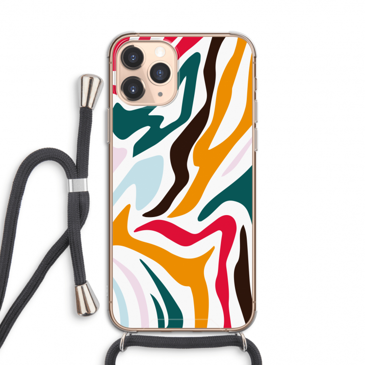 Colored Zebra: iPhone 11 Pro Transparant Hoesje met koord