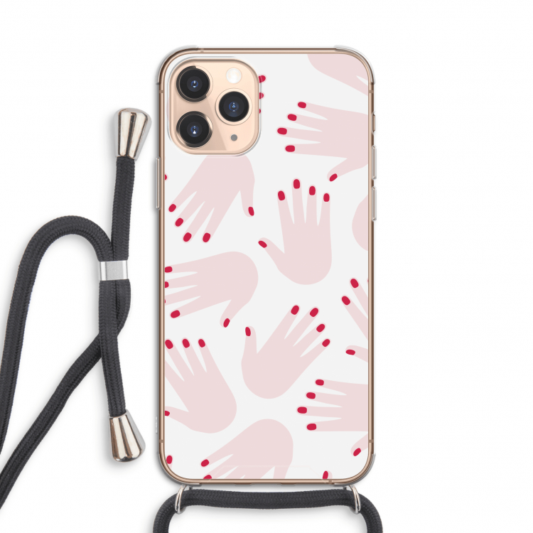 Hands pink: iPhone 11 Pro Transparant Hoesje met koord