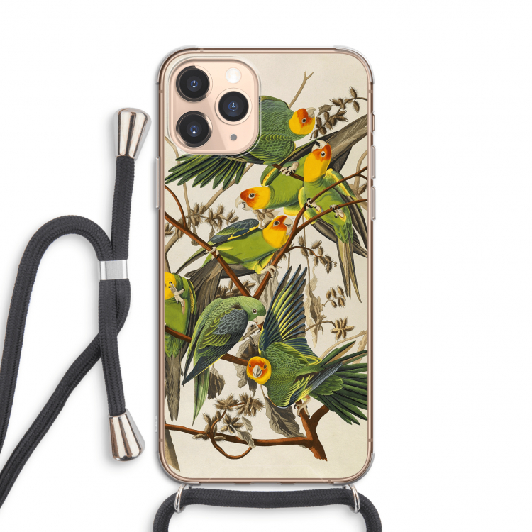 Carolinaparkiet: iPhone 11 Pro Transparant Hoesje met koord