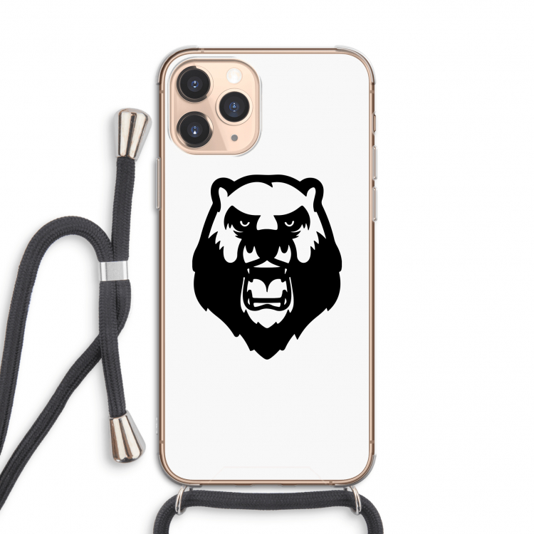 Angry Bear (white): iPhone 11 Pro Transparant Hoesje met koord
