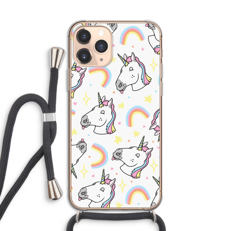 Rainbow Unicorn: iPhone 11 Pro Transparant Hoesje met koord
