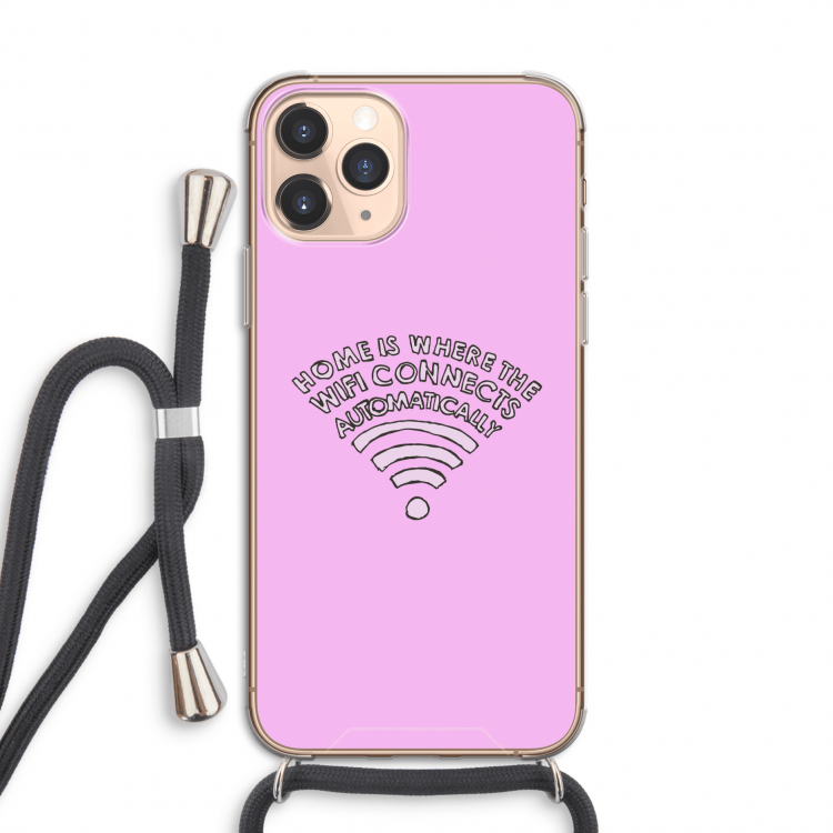 Home Is Where The Wifi Is: iPhone 11 Pro Transparant Hoesje met koord