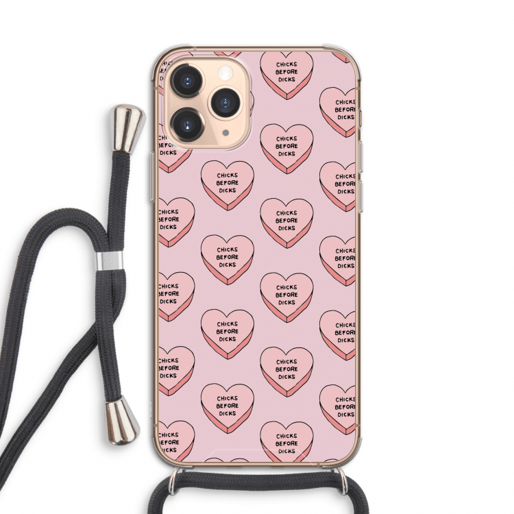 Chicks before dicks: iPhone 11 Pro Transparant Hoesje met koord