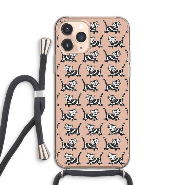 Zwarte poes: iPhone 11 Pro Transparant Hoesje met koord