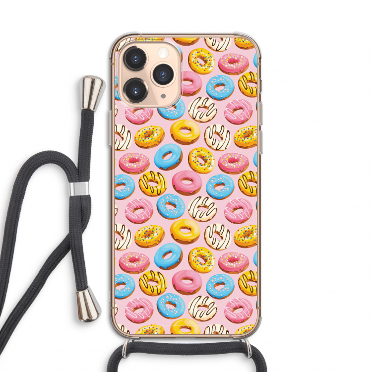 Pink donuts: iPhone 11 Pro Transparant Hoesje met koord