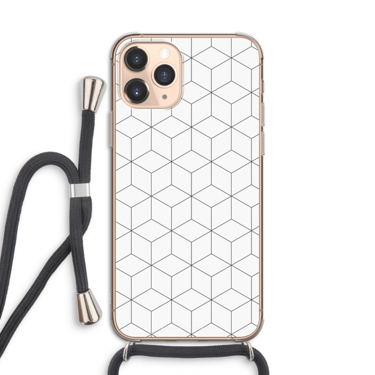 Zwart-witte kubussen: iPhone 11 Pro Transparant Hoesje met koord