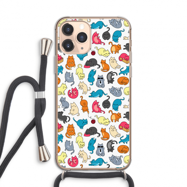 Kleurrijke katten: iPhone 11 Pro Transparant Hoesje met koord