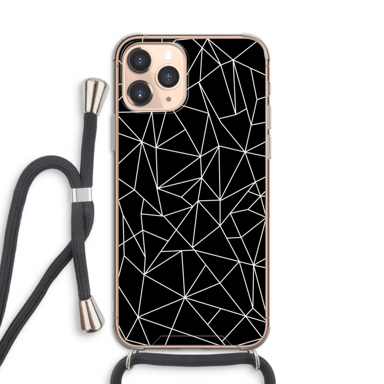Geometrische lijnen wit: iPhone 11 Pro Transparant Hoesje met koord