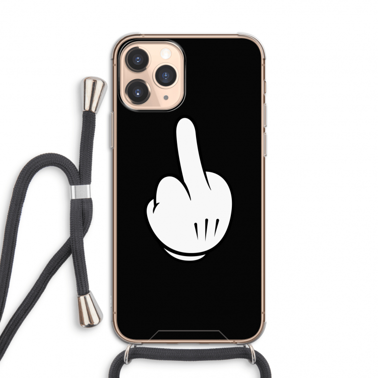 Middle finger black: iPhone 11 Pro Transparant Hoesje met koord