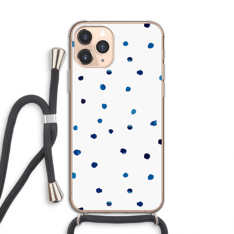 Blauwe stippen: iPhone 11 Pro Transparant Hoesje met koord