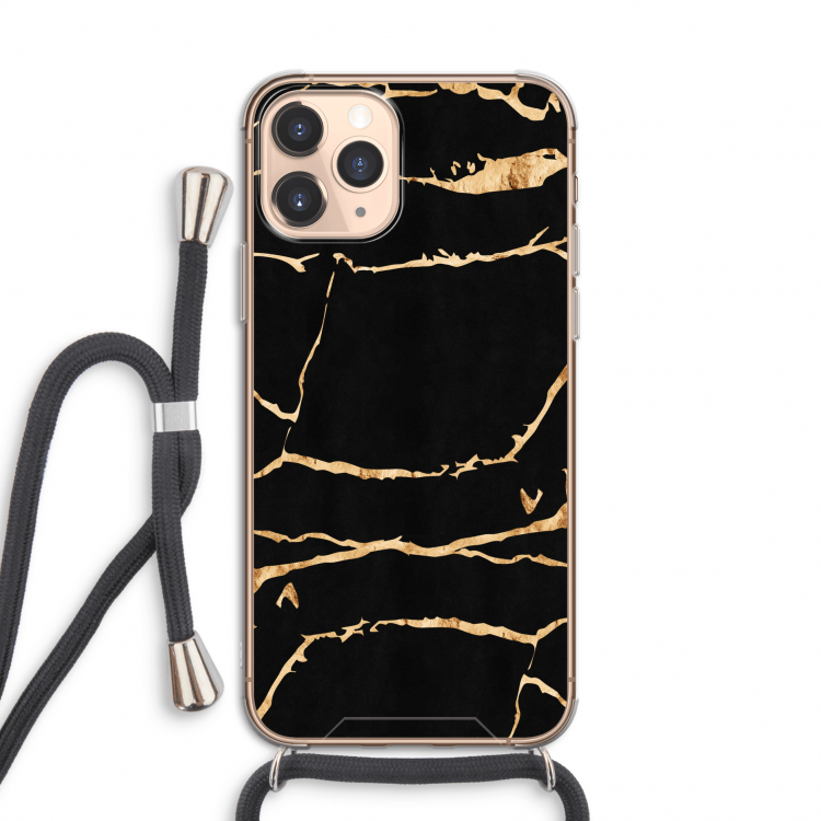 Gouden marmer: iPhone 11 Pro Transparant Hoesje met koord