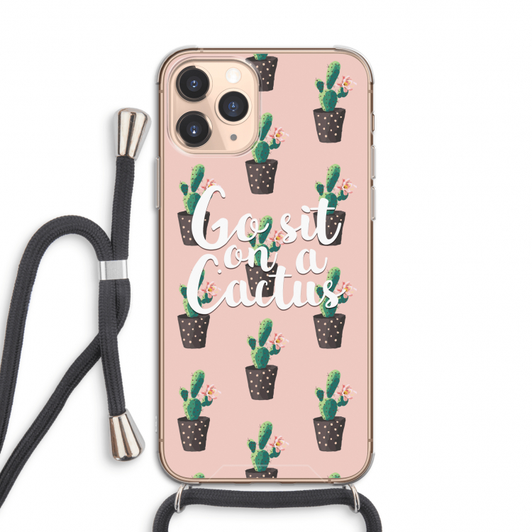 Cactus quote: iPhone 11 Pro Transparant Hoesje met koord