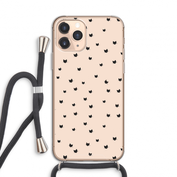 Kleine kattenkopjes: iPhone 11 Pro Transparant Hoesje met koord