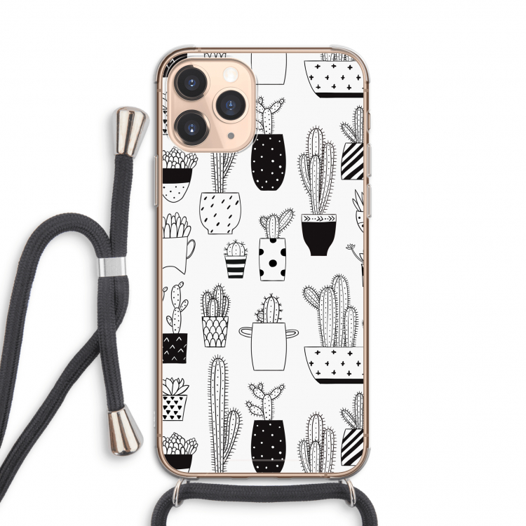 Cactusmotief: iPhone 11 Pro Transparant Hoesje met koord