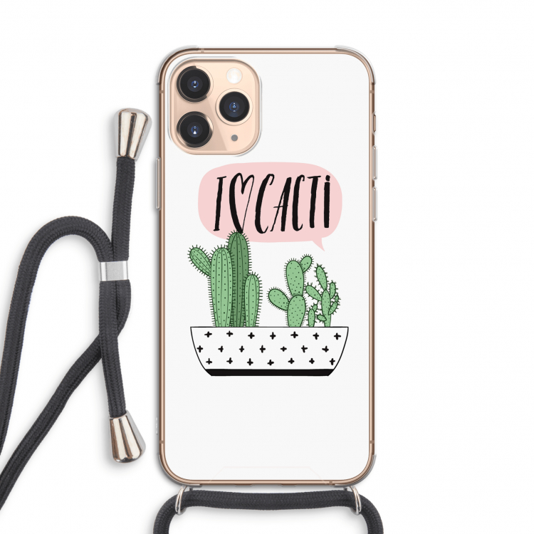 I love cacti: iPhone 11 Pro Transparant Hoesje met koord