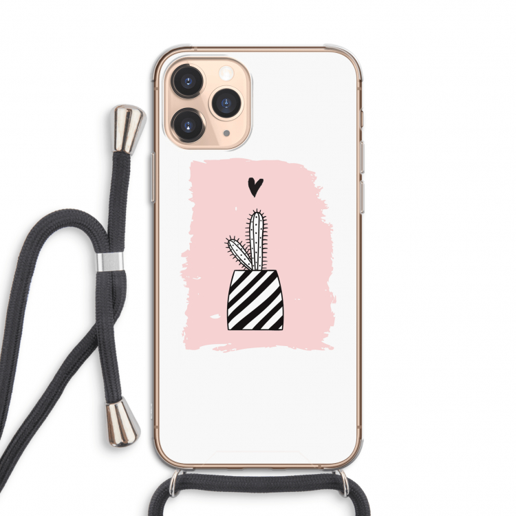 Zwart-wit cactus: iPhone 11 Pro Transparant Hoesje met koord