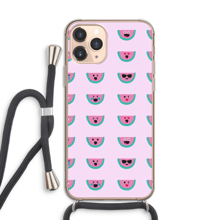 Smiley watermeloenprint: iPhone 11 Pro Transparant Hoesje met koord