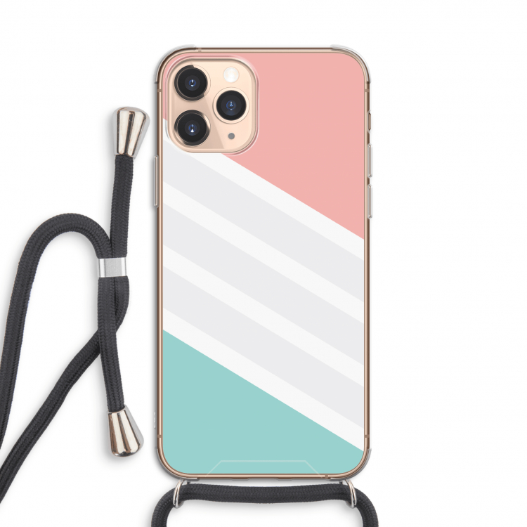 Strepen pastel: iPhone 11 Pro Transparant Hoesje met koord