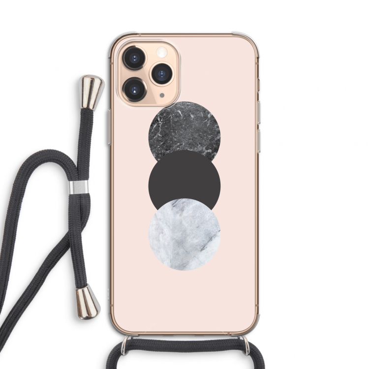 Marmeren cirkels: iPhone 11 Pro Transparant Hoesje met koord